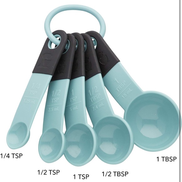KitchenAid Classic Measuring Spoons, Set of 5, Aqua Sky - Picture 1 of 9